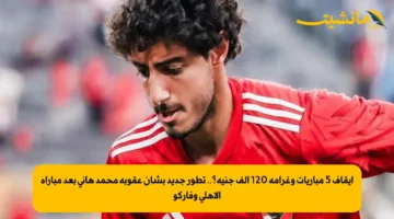 إيقاف 5 مباريات وغرامة 120 ألف جنيه؟.. تطور جديد بشأن عقوبة محمد هاني بعد مباراة الأهلي وفاركو